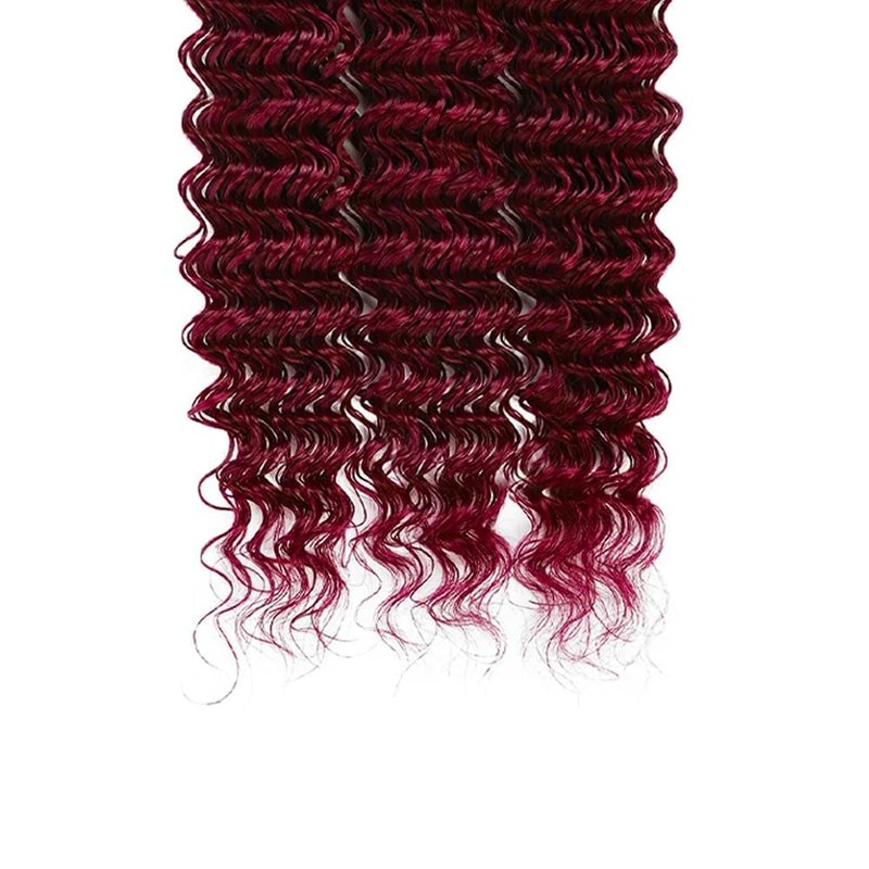 Burgundy 99J Human Hair Bundles - Deep Wave 10, 12, 14 Inch | Raw Unprocessed Virgin Hair for Black Women