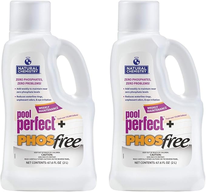Natural Chemistry Pool Perfect + Phosfree, 2 L, Pack of 2, Phosphate Remover, Reduces Waterline Rings, Unpleasant Odors & Eye Irritation