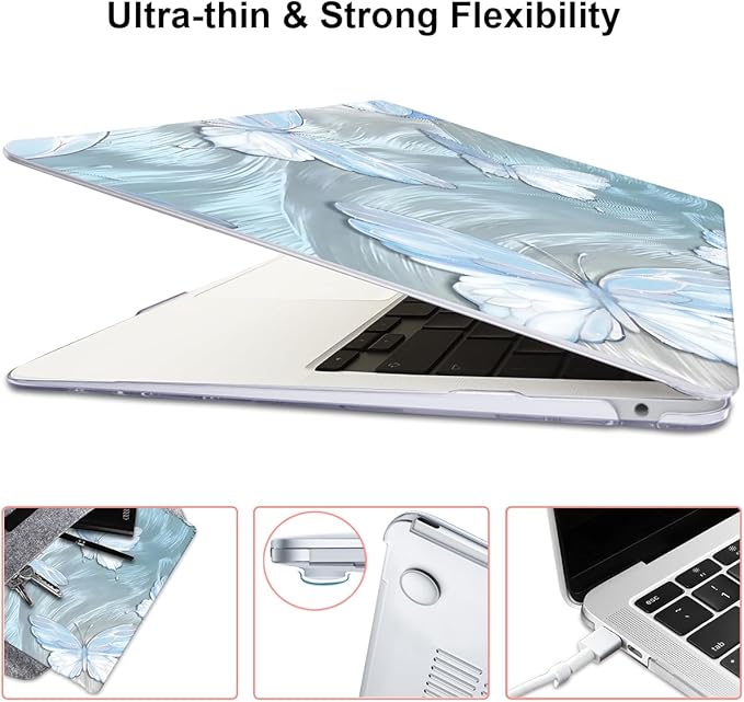 LCMOCICO Compatible with 2021 2020 MacBook Air 13 inch Case M1 A2337 A2179 A1932 2018 2019 Release, Pattern Plastic Hard Shell Case & Keyboard Cover for Mac Air 13.3 Touch ID, Tin Foil Butterfly