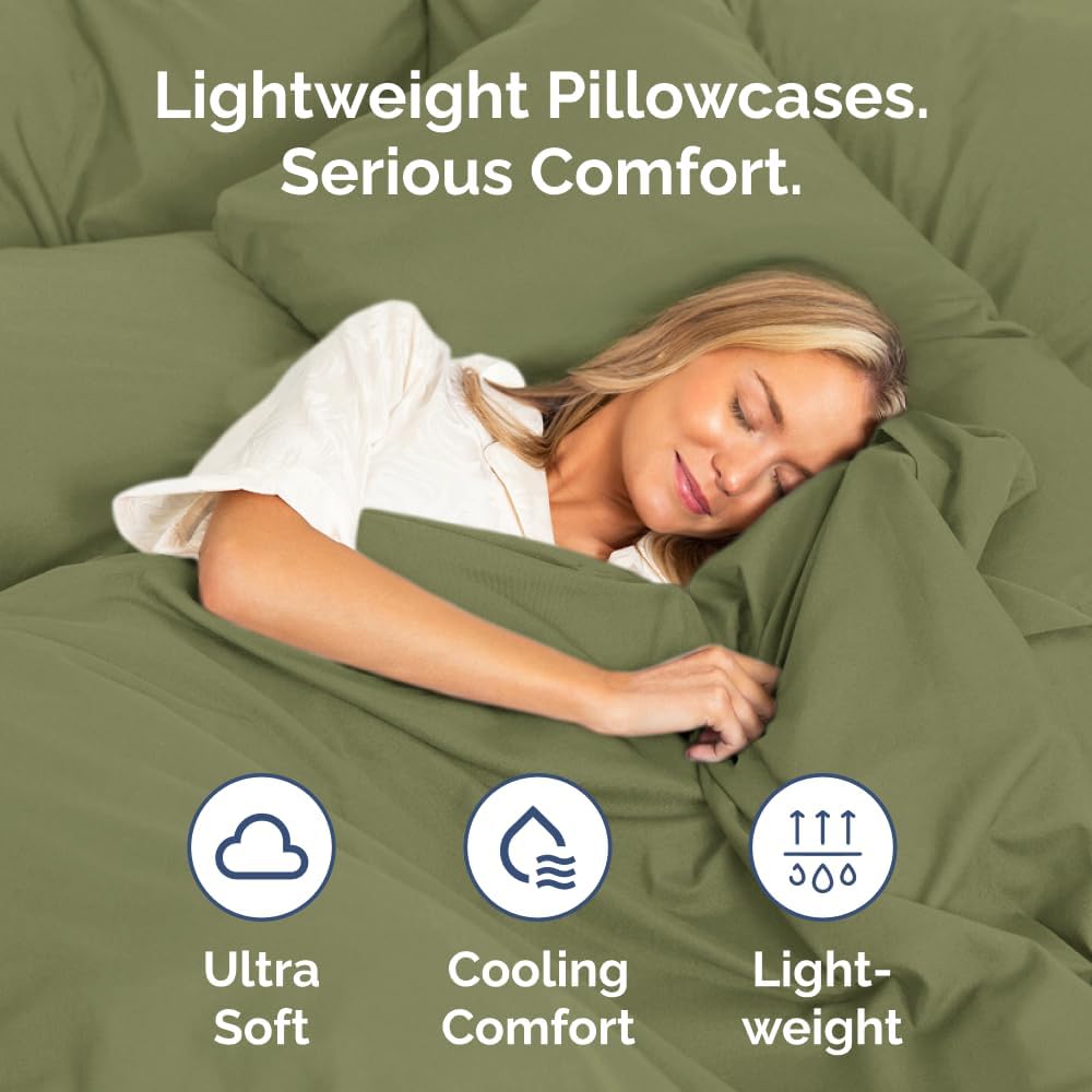 Skiennix Body Pillowcases Set of 2 | 20x54 Long Soft Pillow Covers - Comfy, Breathable & Wrinkle-Free in Sage Green