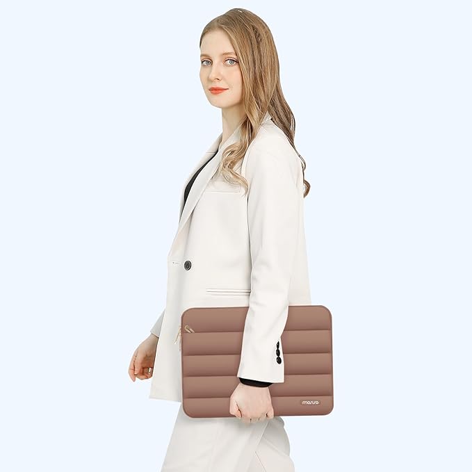 MOSISO Laptop Case 13.3 inch,13-13.3 inch Puffy Laptop Sleeve Compatible with MacBook Neo/Air 13.6 M5 M4 M3 M2 M1/Pro 13/14,HP Dell ASUS Lenovo,Polyester Horizontal Bag with Small Case, Mocha