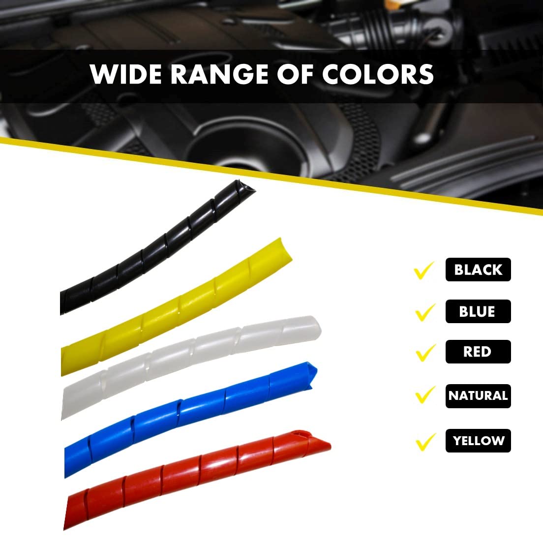 Kable Kontrol Vortex Spiral Cable Wrap - 1/8” Inch 100’ Feet Long - Hose Protector Flexible Polyethylene Wire Conduit Tubing Cable Sleeve Cord Cover to Organize Wires – Black