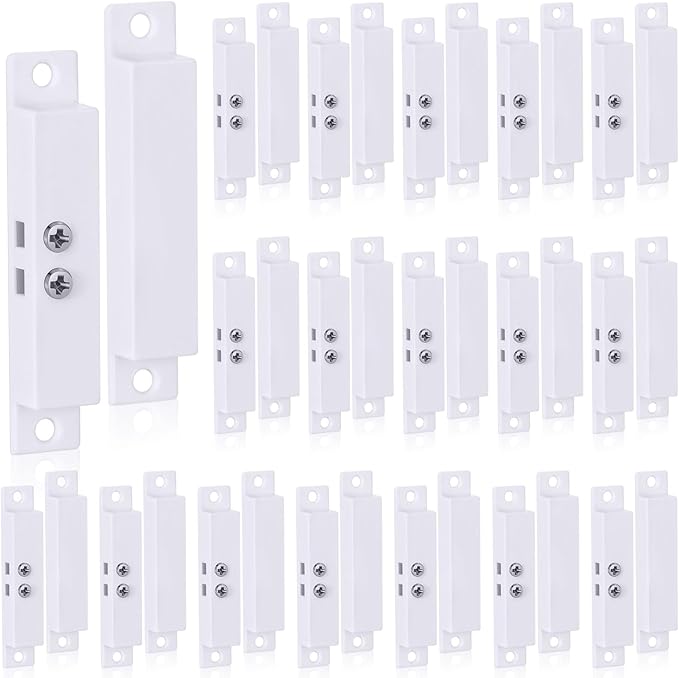 Tellegloww 20 Sets Nc Wired Surface Mounted Alarm Magnetic Door Alarm Contact Sensor Door Window Reed Switch Sensor with Double Side Tape for Security