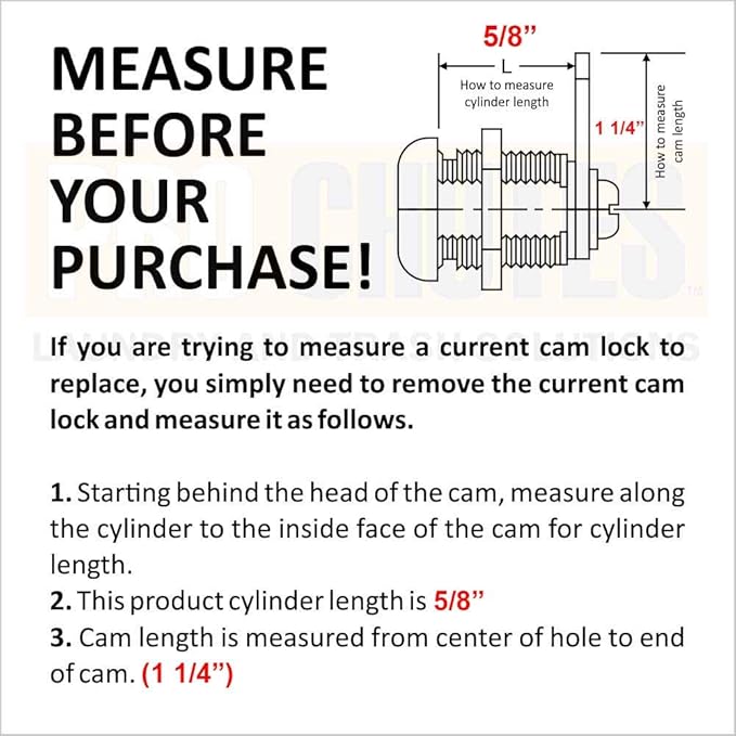 Pro Chutes Cabinet Cam Lock - 5/8" Pack of 4 Cabinet Locks with Keys for RVs, Drawer Lock Including 4 Cylinder Round Face Tool Box Locks, 4 Straight & 4 Offset Cams, 4 Alike Keys with Bonus Key Chain