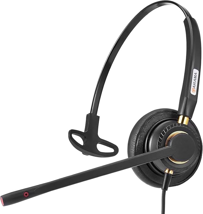 Arama USB Headset with Microphone for PC, Noise Cancelling & Audio Controls Ultra Comfort USB Headphone for Computer Laptop Pc Business Skype UC Webinar Call Center Office