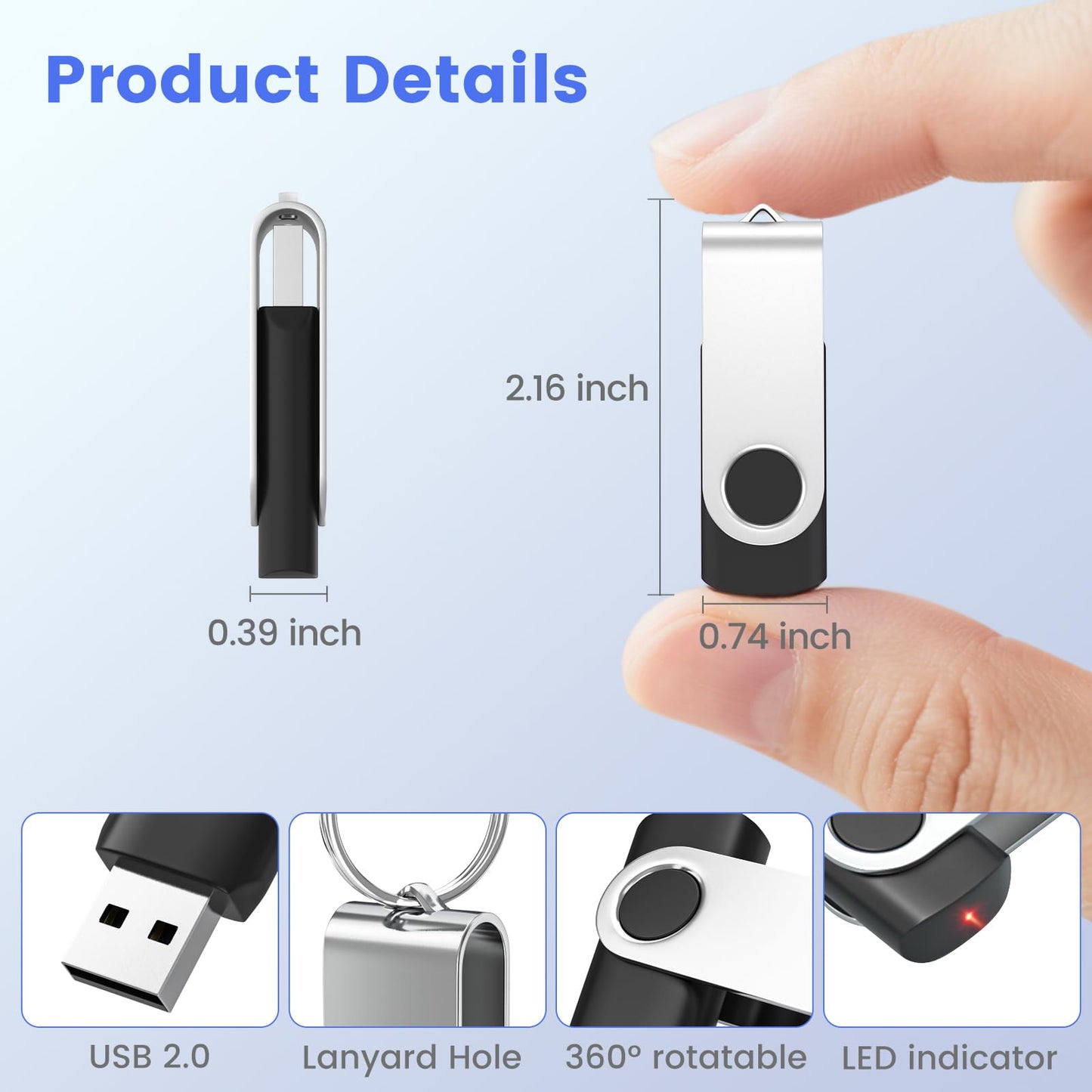 ABLAZE 1GB Flash Drive 10 Pack, USB 2.0 Memory Stick with Lanyards Swivel Thumb Drives Bulk Pendrive U Disk for Data Storage (Mixcolors)