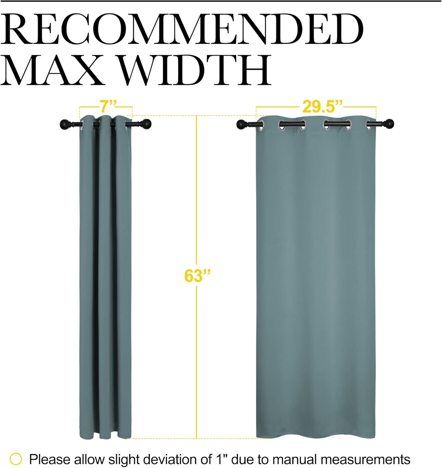 NICETOWN Modern Blackout Curtains - Noise Reducing & Thermal Insulated Drape Panels | Greyish Blue, 2 Panels (W34 x L63-Inch)