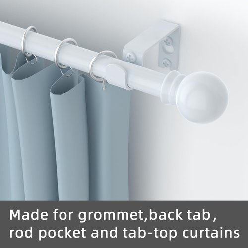 GXOACKJ 2 Pack White Curtain Rods for windows 32 to 62 inch, 5/8 inch Splicing Heavy Duty Metal Curtain Rod Set with Brackets