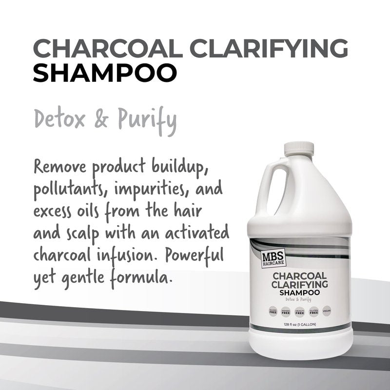 MBS Haircare Professional Charcoal Clarifying Shampoo, 1 Gallon – Sulfate-Free, Paraben-Free, Vegan – Color Safe Deep Cleansing Formula