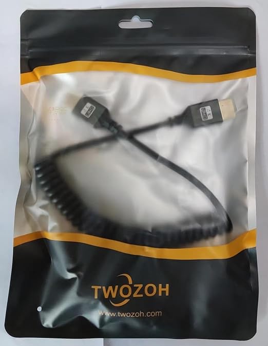 Twozoh HDMI to HDMI Coiled Cable, Support 3D,4K UHD, 1080p, HDMI 2.0a 2.0b 2.0 1.4a (Extend up to 1.5M/5FT)