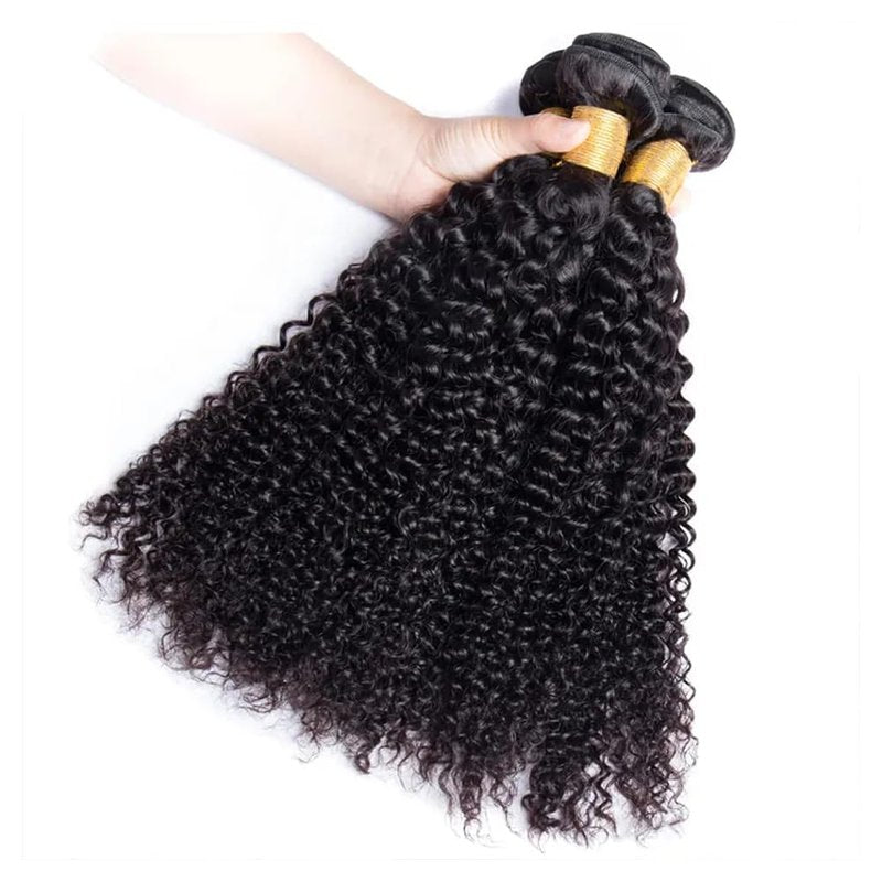 Curly Wave Bundles Human Hair Raw Kinky-Curly Human Hair Bundles 14 14 14 Inch Natural Black Ultra Soft No Tangle Afro Raw Remy Hair Extensions