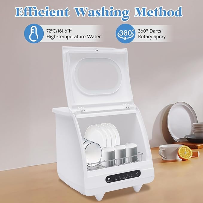 Portable Dishwasher Countertop, Compact Dishwashers with 5 Washing Programs, Mini Dishwasher Countertop with Hose for Clean Dishes, Knives, Forks, 洗碗机
