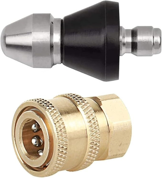 Sewer Cleaning Tool High Pressure Turbo Washer Nozzle Gutter Cleaning Tool Massage Clogged Pipes Opens Clogging Of Sewage Pipes(1 Front 6 Rear)