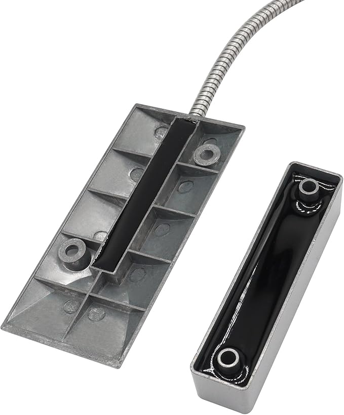 FOCMKEAS Magnetic Reed Switch Wired Surface Mount Normally Open NO Contact Sensor Alarm Magnetic Door Switch with 2 Wires, Zinc Alloy Sliver, OC-60