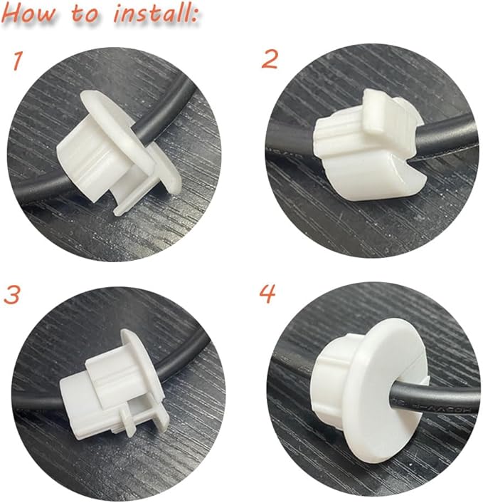 Sactulaz Wall Bushing Grommet for Starlink Dishy Router Ethernet Adapter Cable, Starlink Cable Routing Kit Feed-Through for 1 inch Wall Hole and Furnitures Wire Hole(White, 2 Pack)