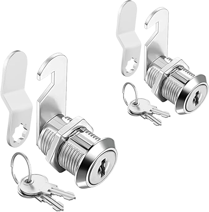 Sartatue Cabinet Cam Locks Keyed Alike, 1'' Fits on 3/4'' Max Door Thickness, Secure File Drawer Mailbox RV Storage Replacement Set, Zinc Alloy (1 Inch 2Pcs)