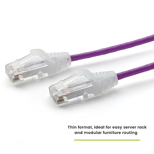 TRUECABLE Cat6 Component Rated Patch Cable, Unshielded (U/UTP), 6in, Purple, 28AWG Stranded Pure Copper, Snagless 10G High-Speed Ethernet Cable, PoE++ 4PPoE 100W, UL Listed, RoHS-3, 1 Pack
