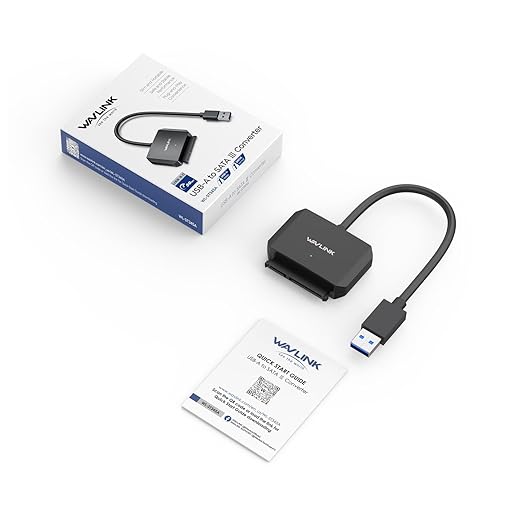 WAVLINK SATA to USB Type-A Hard Drive Cable, 5Gbps USB3.0 to Sata Cable Support UASP, External Hard Drive SATAI/II/III Connector 2.5" SSD/HDD and 3.5" HDD up to 20TB