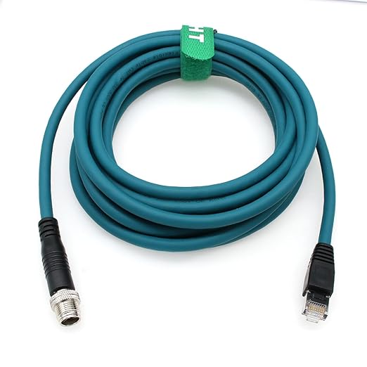 HangTon X-Code Ethernet M12 8 Pin RJ45 Network Data Cable for Cognex in Sight DataMan Keyence IV3 SR5000 Sensor Camera Switch Automation Control PLC 25m