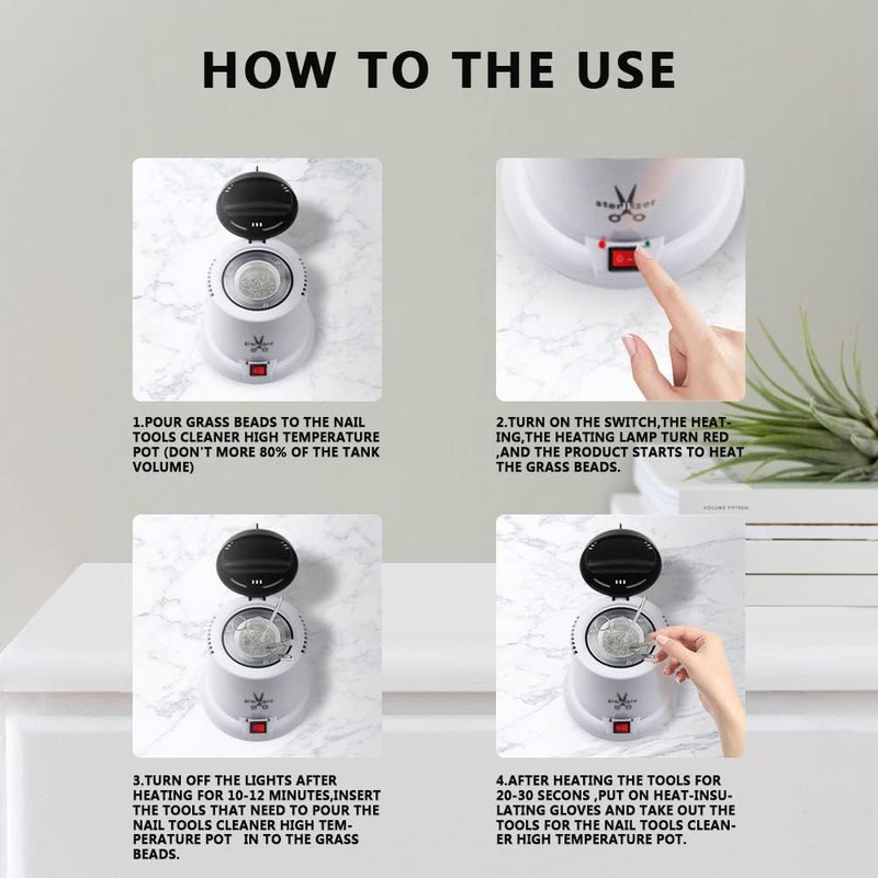 Nail Tools Cleaner - High-Temperature Pot for Scissors, Tweezers & Clippers | Ideal for Nail & Hair Salons