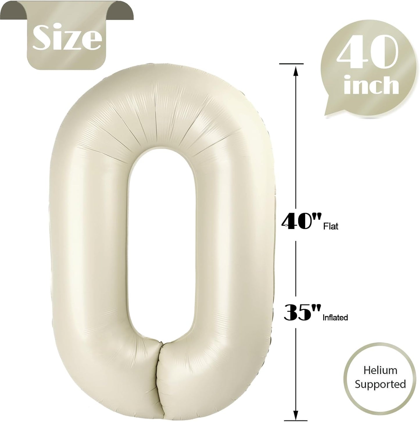 Regine Switzerland Cream Number Balloon - 40 Inch Birthday Decoration - Perfect for Celebrations