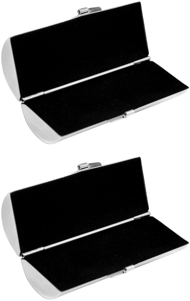 Stephanie Imports Set of 2 Capsule Shaped Lipstick Cases (Silver Ridges)