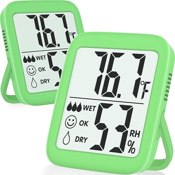 Antonki 2 Pack Room Thermometer for Home, Hygrometer Indoor Humidity Meter Gauge, Digital Temperature and Humidity Monitor Sensor for House, Terrarium, Incubator, Greenhouse - Battery Included