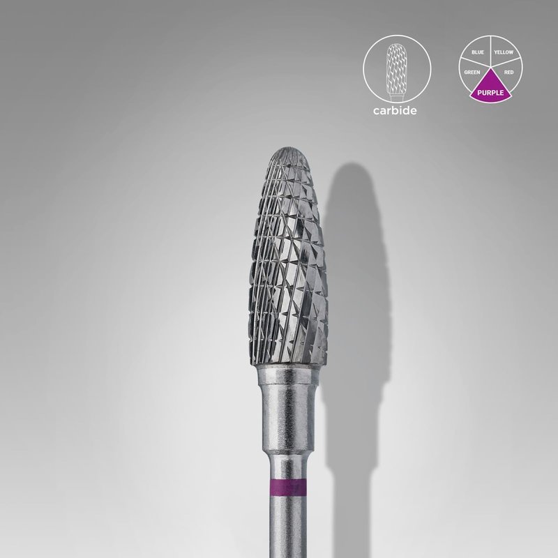 STALEKS PRO Expert Carbide Nail Drill Bit (Corn, Purple, 5mm Head / 13mm WP) – Coarse Hardness for Artificial Nail Correction & Gel Polish Removal in Hardware Manicure/Pedicure