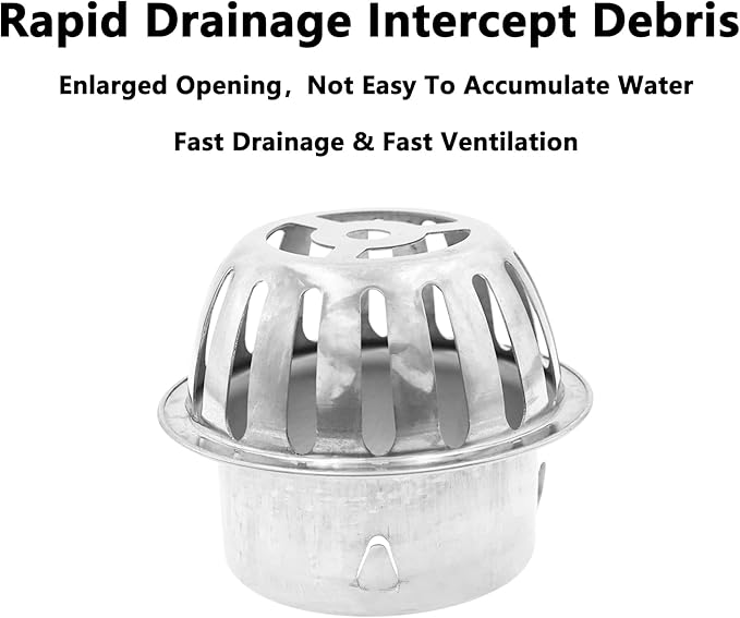 Roof Floor Drain,SAFYY 304 Stainless Steel Roof Drain Dome,Balcony Roof Dome Drain Cover,Yard Outdoor Anti Blocking Strainer,Gardens Gutter Cleaning Tool,Rain Bucket Drainage Parts (2, 83mm/3.3")