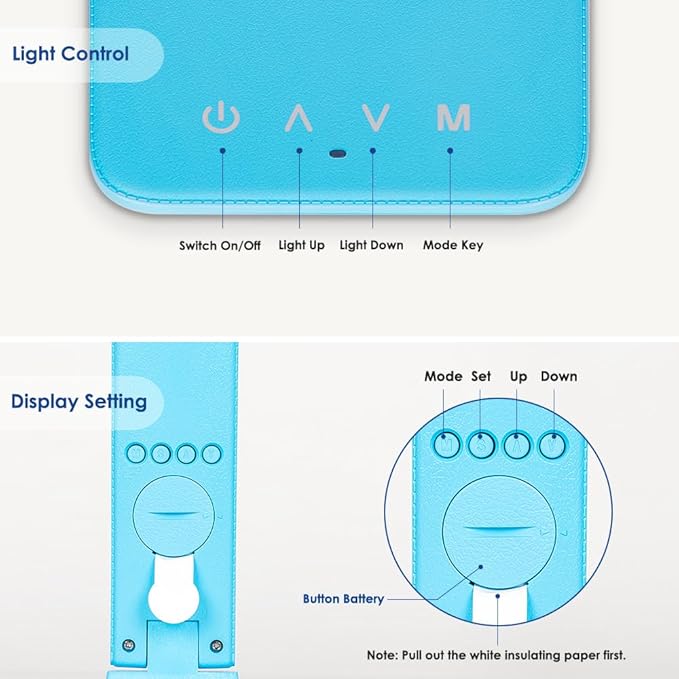wanjiaone Multifunctional LED Desk Lamp with Wireless Charger,USB Charging Port,Clock,Phone Holder,Desk Lamps for Home Office,Eye-Caring Reading Lamp,Study Lamp for Boys,Girls,Teens,Blue