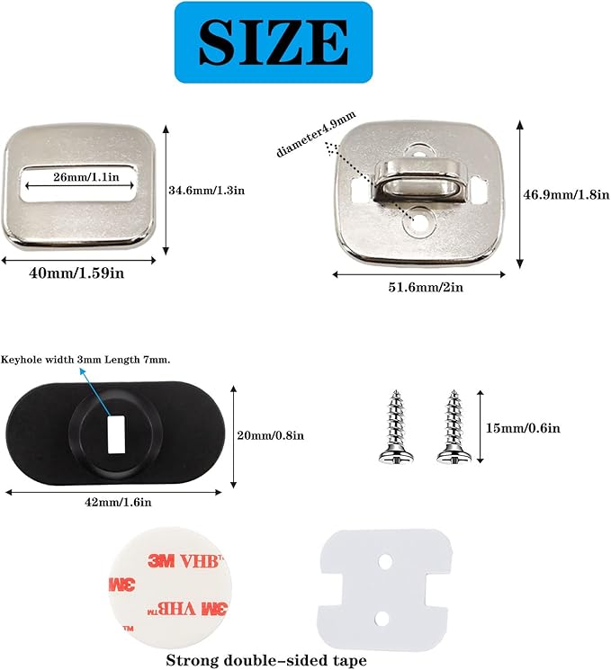 Zolunu Laptop Anchor Plate and Lock Plate with Lock Slot, Self-Adhesive Security Plate Anti Theft Lock Slot for Cables to Lock Down Laptops, Mac Book, Tablets, iPad, or Other Computer
