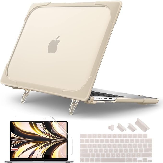 Batianda FlexStand Heavy Duty Case for MacBook Air 13.6 inch, Matte Khaki