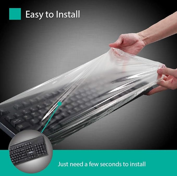Green Onions Supply Universal KeyboardCap. Fully Covered Flat Style 0.025mm Waterproof Anti-Dust Desktop Keyboard Cover with Numeric Hospital/Dentist Use (10x Value 20packs)