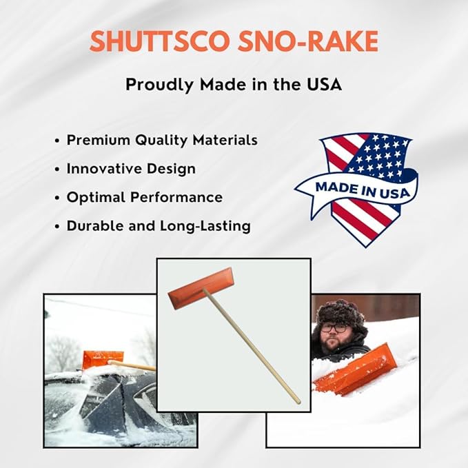 Snow Rake/Snow Broom with Pole - 48â Pole with 18" Head. - Auto Dealer Quality Shuttsco USA! #105 Commercial Grade