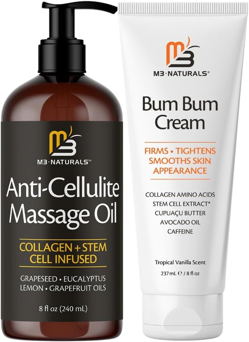 Anti Cellulite Body Massage Oil & Bum Bum Cream Bundle - Firming & Hydrating Formula