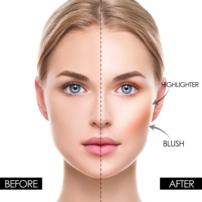 FOCALLURE Blush and Highlighter Palette,3 in 1 Makeup Powder Palette,Cruelty-Free Matte Blush,Shimmer Illuminator Highlighters for a Glowing Look