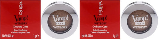 Pupa Milano Vamp! Wet And Dry Baked Eyeshadow - Brilliant, Highly Pigmented Colors - Light And Creamy Makeup Formula - Professional Quality Shimmer Powder Eye Shadows - 101 Precious Gold - 0.035 Oz
