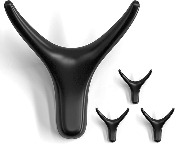 NETLKLA 4 Packs Towel Hooks,Coat Hook Cow Head Wall Hooks, Metal Heavy Duty Wall Hooks for Hanging Coats, Hats, Bags, Kitchenware and Towels in Living Room, Kitchen, Bedroom and Bathroom (Black)