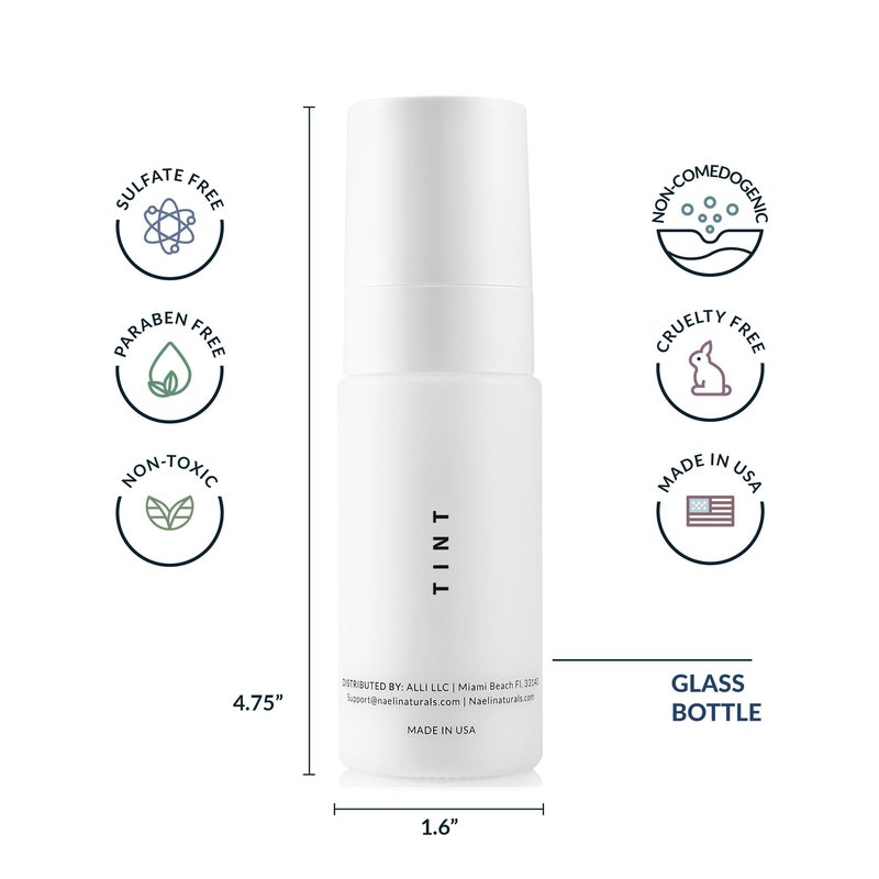 NAELI Anti Aging Tinted Moisturizer SPF 50, Mineral Sunscreen for Face with Zinc Oxide, Peptides & Ceramides, Natural Hydrating Dark Tint - 1.4 oz