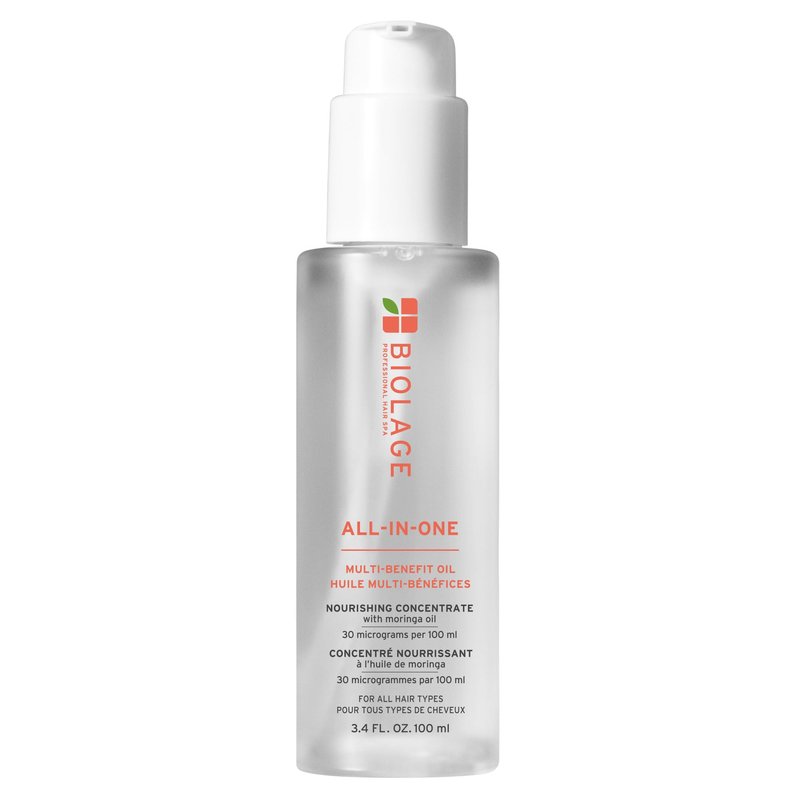 Biolage All-In-One Multi-Benefit Styling Oil - Detangles, Nourishes & Smoothes, For All Hair Types, With Moringa Oil, Vegan, 3.4 Fl Oz