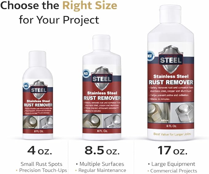 Stainless Steel Rust Remover and Stain Cleaner | NSF Approved | Non-Toxic & Food Safe | Quickly Cleans Commercial Equipment, Appliances, Grills, Sinks, and Tools - 1 liter