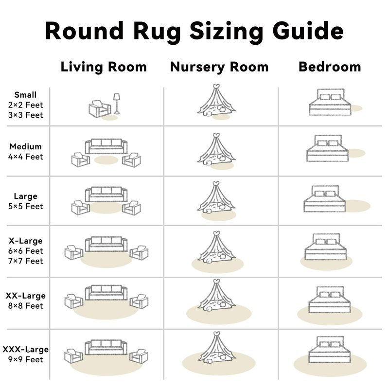 OLANLY Ivory Round Rugs for Bedroom - Machine Washable, 7 ft Circle Area Rugs for Living Room, Soft and Fluffy Shaggy Carpet for Teen Girls and Boys, Nursery Rooms, Dorms, Home Decor Aesthetic
