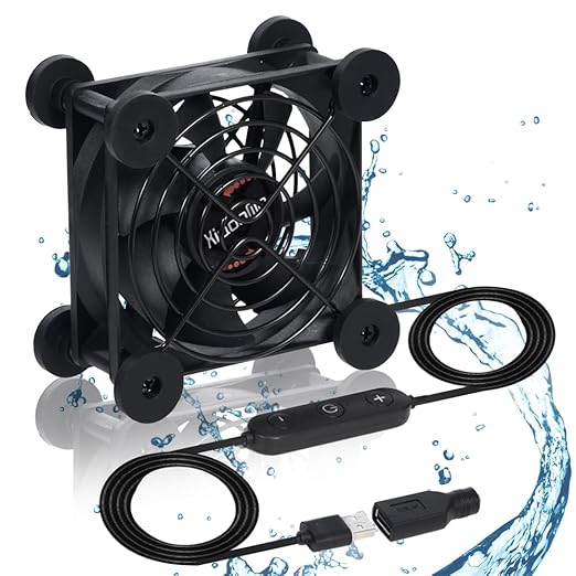 Xiaoqijia Quiet 80mm Fan with 10 Speed USB 5V DC 12V IPX5 Waterproof Cooling Fan for Tablet TV Receiver Router DVR Xbox Greenhouse Kennel Computer Cabinet Component Cooling