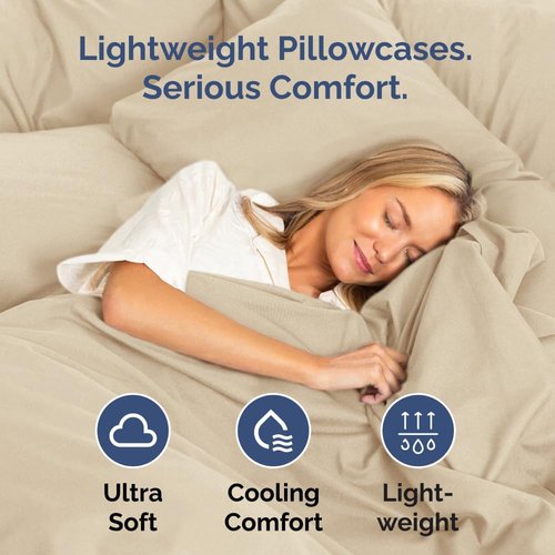 King Pillow Cases by [Brand Name] - Ultra Soft Hotel Quality Covers | Cozy, Wrinkle-Free & Fade Resistant - 2 Piece Set in Cream