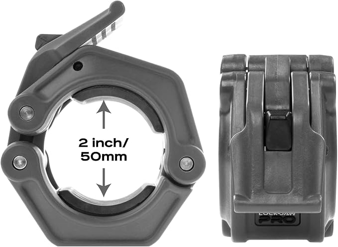 Lock-Jaw PRO 2 Barbell Collars Olympic Barbell Clamps 2 Pcs – Heavy Duty Bar Clamps for 2” & 50mm Olympic Bars – Secure Weight Bar Clamps for Strength Training & Home Gym Accessories – Blue