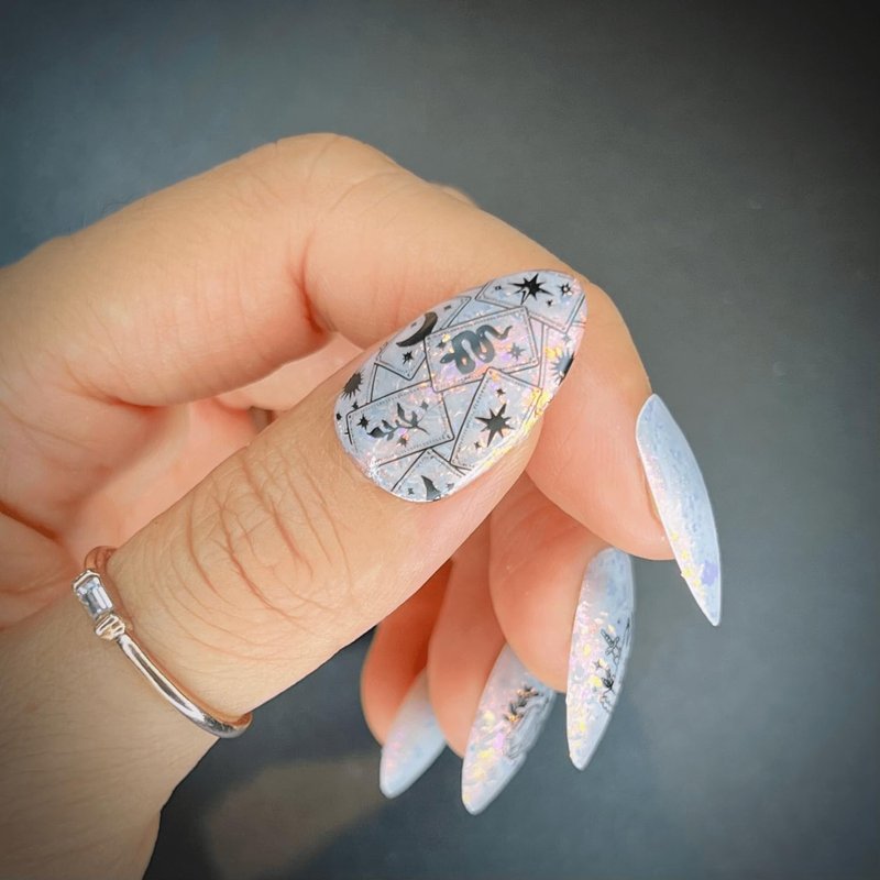 Maniology Anesayart Celestial Tarot Artist Collaboration Nail Stamping Plate | Tarot Card, Crystal & Cosmic Designs for Mystical DIY Manicures – Reusable, Rectangular Stainless Steel Nail Art Template