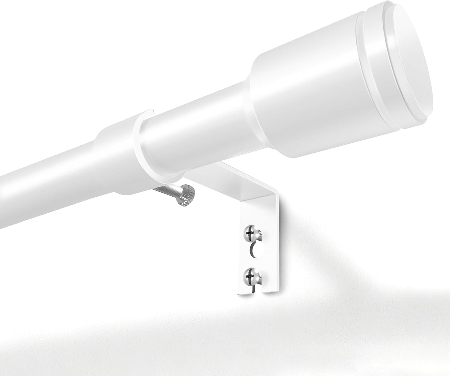 Skiennix Adjustable Curtain Rods - 5/8” Diameter, 30-60 Inch for Windows | White with Brackets