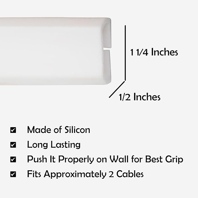 TV Cord Hider – Flexible Wall Cord Cover Slim Design Silicone Cable Raceway - Self Adhesive, Cut to Size Design for Hiding Wires on Wall - Clean Home Setup Cable Concealment (White, 6 Feet)