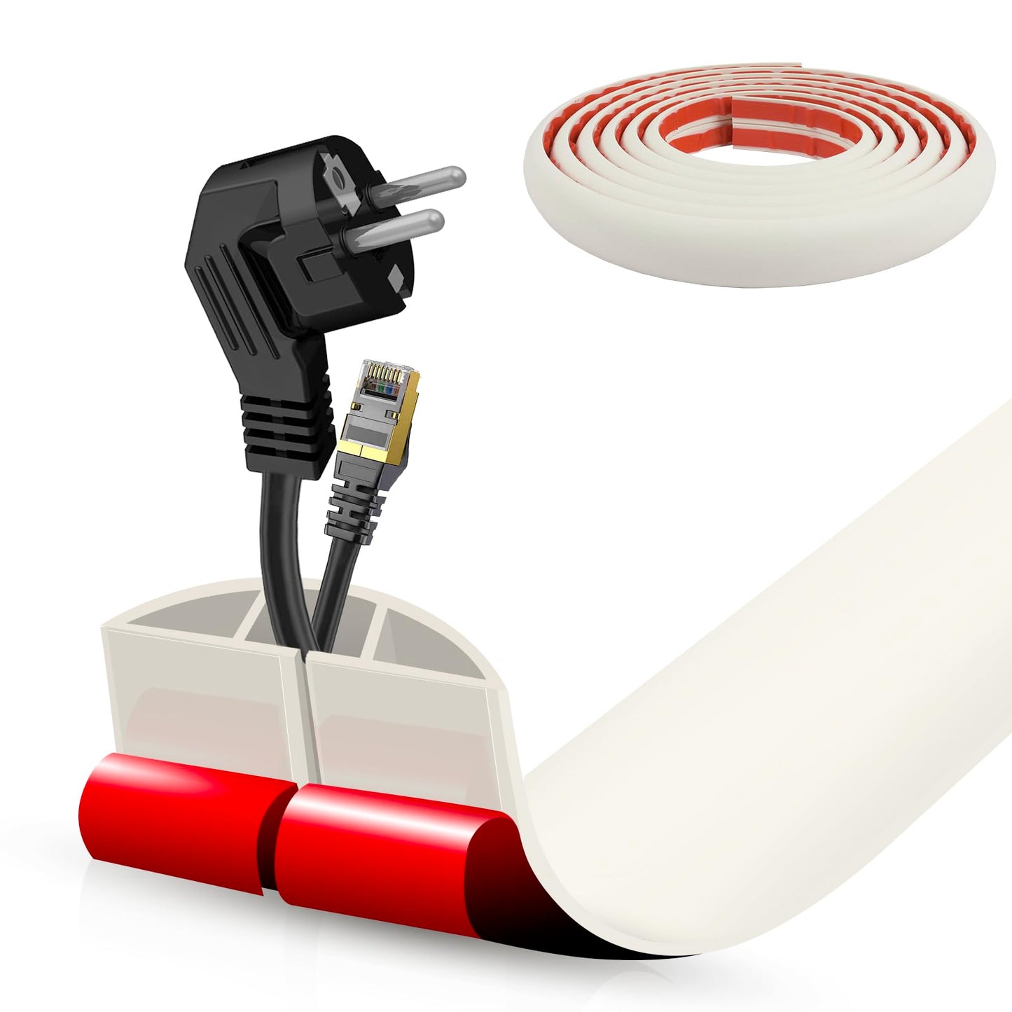 Floor Cord Cover Cable Cavity Self Adhesive Cord Hider Floor 10FT Floor Cable Management Power Cord Protector Floor Electric Cord Covers for Offices, Gym, Exhibitions (Beige, 1.97" x 10')