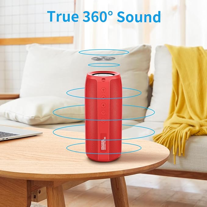 Musibaby Bluetooth Speaker, M88 Speakers,Dual Pairing, Bluetooth 5.3,Loud Stereo Sound,Booming Bass,30H Playtime for Home& Outdoor Party,Beach,Portable Speaker,Gifts(Red)